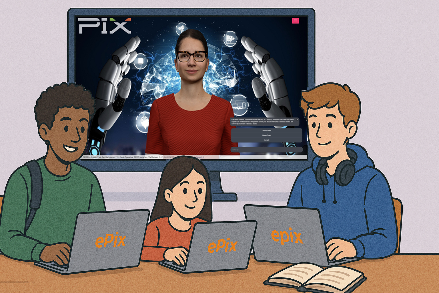 Illustrazione di studenti che usano i tutor virtuali con cosa fanno e cosa non fanno